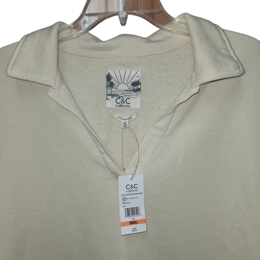 C & C California Womens S Sun Washed Terry Top Nautical Coastal Beach Preppy Y2K - Picture 6 of 10